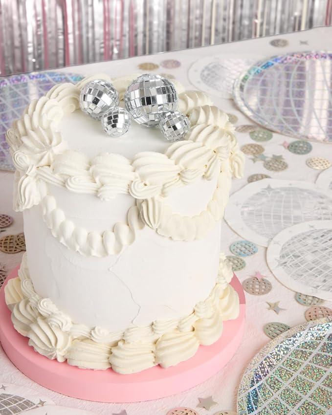 xo, Fetti Disco Ball Mini Cake Topper - 4 Pieces | Eras Birthday Supplies, Bday Cake Decoration, Last Disco Bachelorette Party