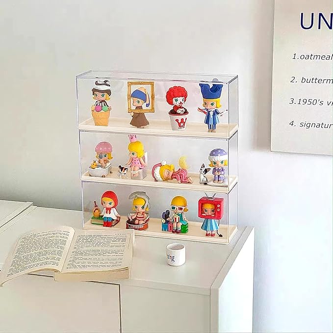 Clear Acrylic Display Case for Mini Pop Figures,Desktop Storage Cabinet Organizer for Doll Toy Collectibles, Action Figures, Mini Figurines Dustproof Protection