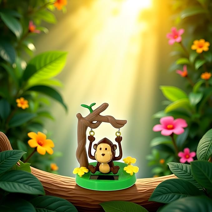 Brown Cute Solar Powered Dancing Monkey,Solar Monkey Swinging Animated Bobble Dancer,Solar Powered Car Dashboard Interior Decoration Desktop Ornaments Dancing,Solar Power Kits,Learning and Education
