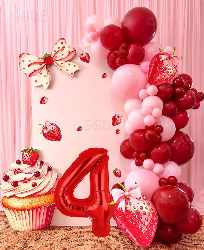 40 Inch 4 Red Number Balloons Mylar Foil Helium Digital Balloons Baby Shower 4st Birthday Party Decor Supplies