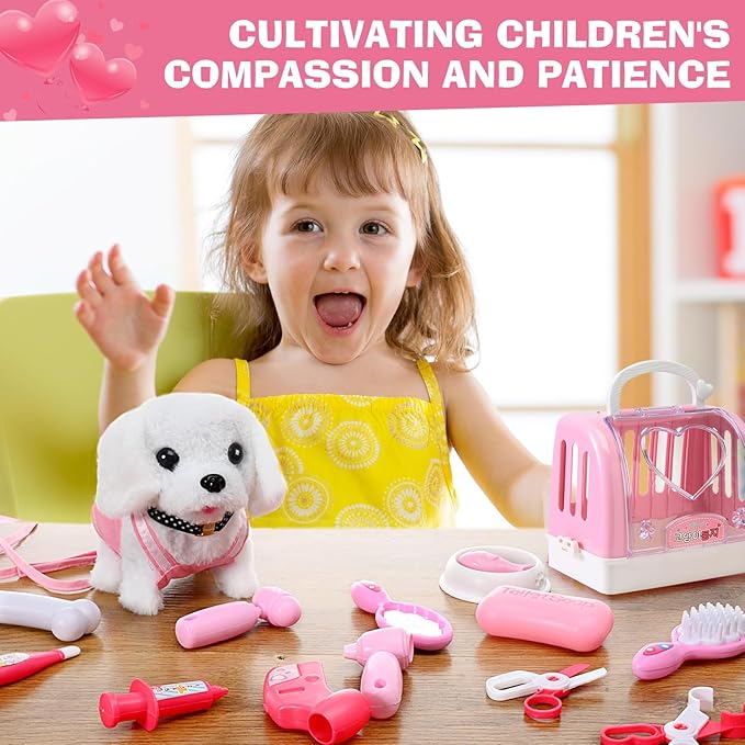 15 Pcs Robot Puppy Dog Toys for Girls Kids Boys, Realistic Robot Puppy Toys with Walk & Bark, Toy Gifts for 3 4 5 6 Year Old, Ideas 3 4 5 6 Year Old Birthday Gifts