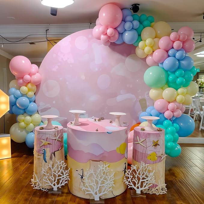 Colorful Cartoon Shark Balloons, 60PCS Pastel Pink Green Blue Yellow Clear Metallic Dark Green Latex Balloons for Ocean Baby Shower Under the Sea Birthday Theme Party Decorations Supplies