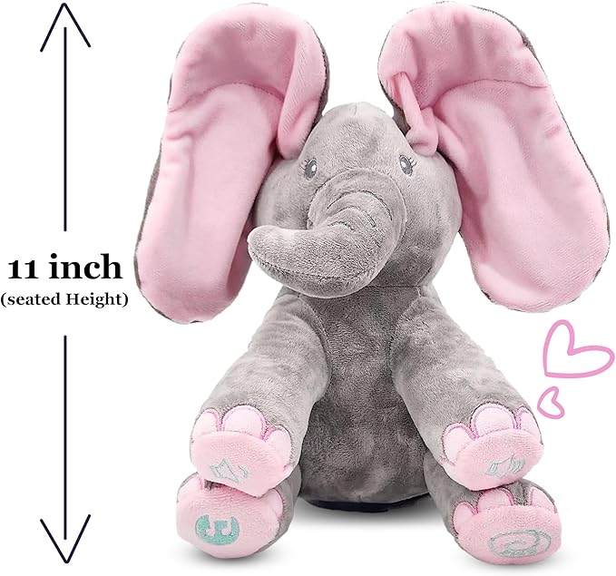 Dimple Kaia Peek A Boo Elephant Toy, Interactive Singing Stuffed Animal Plush with Moving Ears, Musical Stuffed Animal for Babies and Toddlers, Adorable Elephant Baby Toy