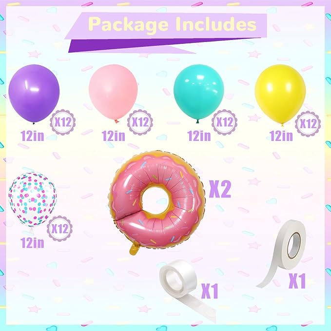 Pink Blue Purple Balloon 64Pcs 12 Inch，Multicolour Balloons for Cartoon Themed Birthday Party Decorations Boys Girls Gatherings Party Supplies