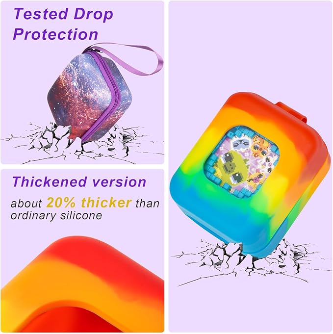 MGZNMTY Carrying Case and Silicone Case for Bitzee Magicals Interactive Toy Digital Pet and Protective Skin Cover for New Bitsy Electronic Virtual Pet (Galaxy)