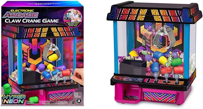 Ambassador Games: Electronic Arcade Claw Crane Game - Hyper Neon Black Series, Plastic Eggs to Fill with Prizes, Carnival-Style Music, Kids Ages 6+