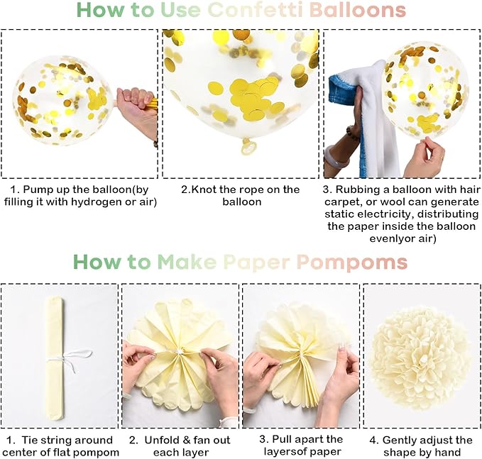 Sage Green Pink Birthday Decorations, Blush Pink Olive Green Gold Sand White Latex Confetti Balloons Boho Happy Birthday Banner Fringe Curtain Pompom for Women Girls Woodland Fairy Party Decor