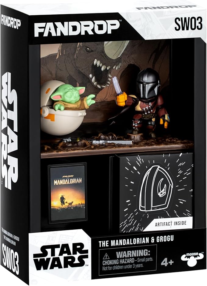 FANDROP SW03-Star Wars: The Mandalorian - The Mandalorian & Grogu, FANDROP Combines an Epic Diorama, Artifacts & Scene Marker Creating A Display to Enhance Any Star Wars Collection, 4 to Collect