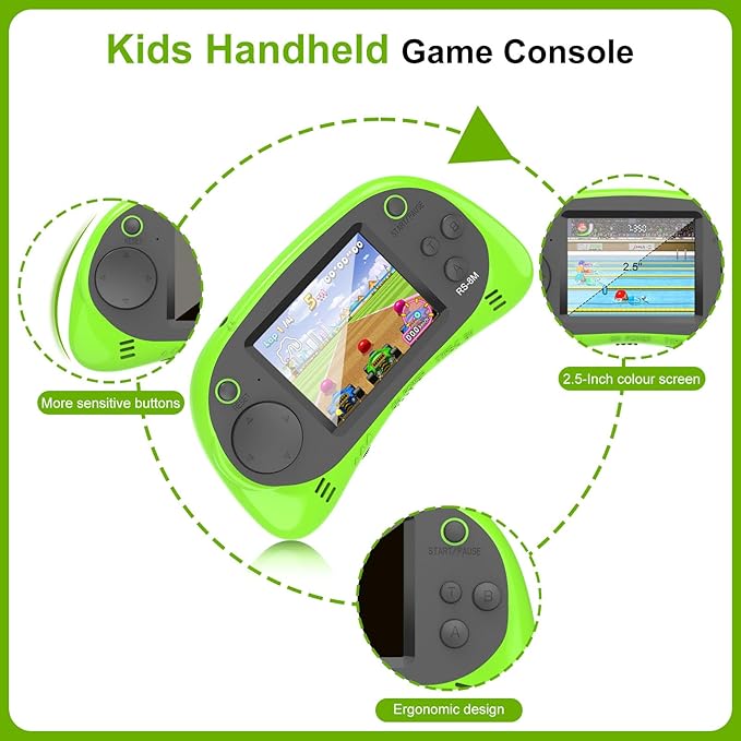 Handheld Games for Kids -16 Bit Retro Video Game with 220 HD Electronic Games - 2.5'' IPS Portable Travel Game Gifts for Boys Girls Ages 4-12