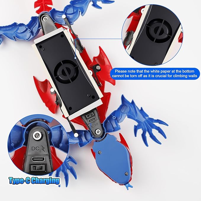 TWFRIC Wall Climbing Gecko Lizard: The Rechargeable Remote Control Car Toy - Exciting RC Crawlers for Kids Ages 6 & Up! Unlock Endless Fun! Perfect for Halloween, Christmas & Birthday Gifts! (Red)