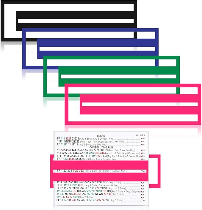 4 Pcs Mahjong Line Reader Clip for Mahjong Card Line Finder Strips Guide Accessories Rules Helper and Gifts for Beginners Players Travel Parties Game Nights (Classic Color)