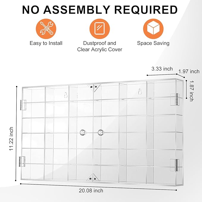Display Case for Hot Wheels Diecast Cars - Acrylic Showcase & Storage Organizer - No Assembly Required for Matchbox, Collectible Cars & Model Vehicles (1, 11“ x 20”)