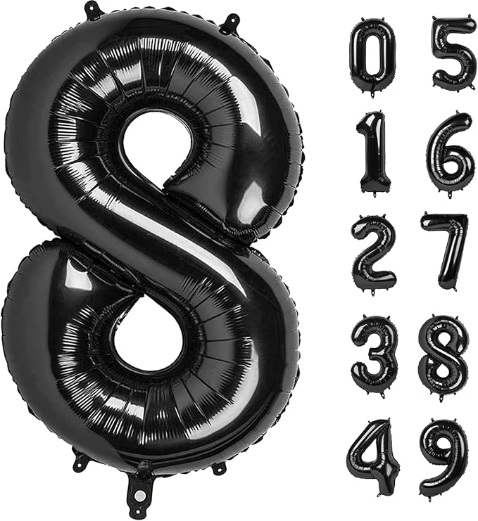 40 Inch Black Number Balloon 0-9(Zero-Nine), Big Size Happy Birthday Balloon, Foil Helium Big Number Balloon for Birthday Celebration Decorations Graduations Anniversary Photo Shoot