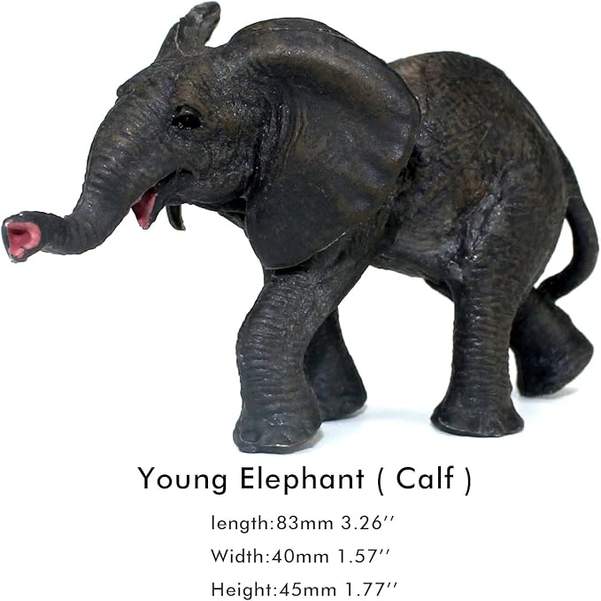 FUNSHOWCASE African Jungle Animals Toy Elephants Figure Realistic Plastic Figurine Playset 3 Pcs