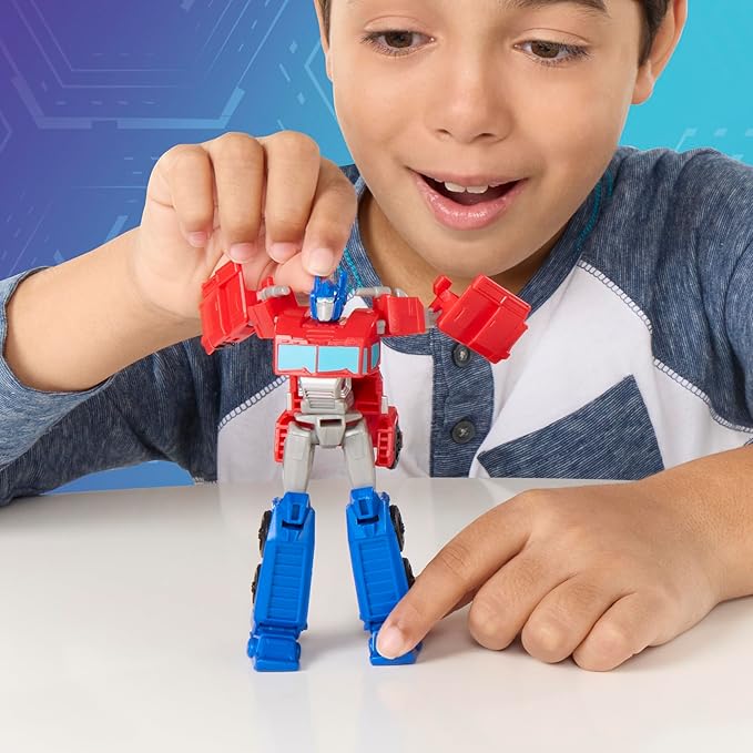 Transformers EarthSpark Optimus Prime Battle Trailer Playset with Action Figure, Lights and Sounds, Electronic Truck Toys for Kids 6 and Up