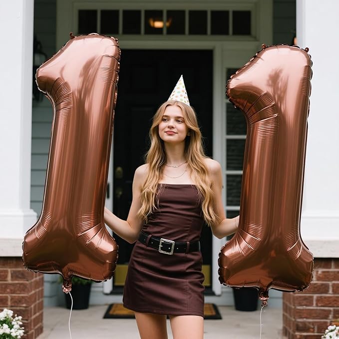40 Inch Dark Brown Balloon Number 1 First Birthday Jumbo Mylar Foil Helium Chocolate Balloon for 10 21 31 Birthday Digital for Birthday Party Wedding Anniversary Party Decorations