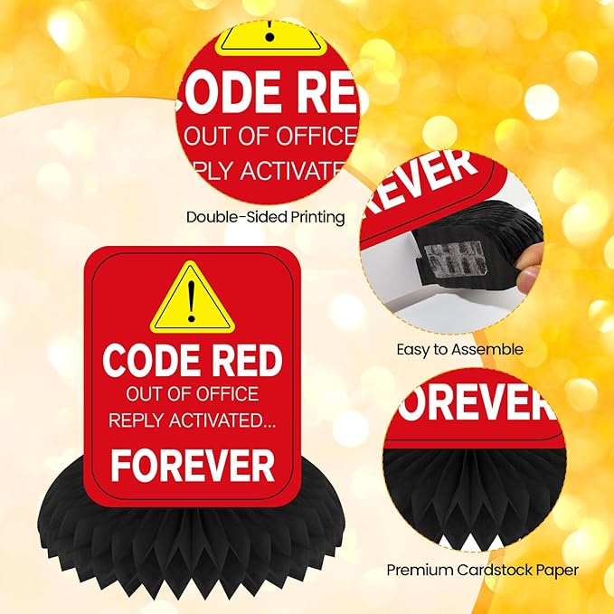 Funny Retirement Party Decorations 9Pcs Retirement Honeycomb Centerpieces for Women & Men Happy Retirement Table Centerpieces Caution Logos Sign for Office Coworker Farewell Going Away Party