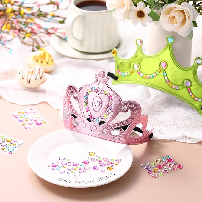Yaomiao 44 Pcs Birthday Foam Crowns for Kids Princess Tiaras King Hat Bulk Diamond Sticker Kits for Crown Party Supplies