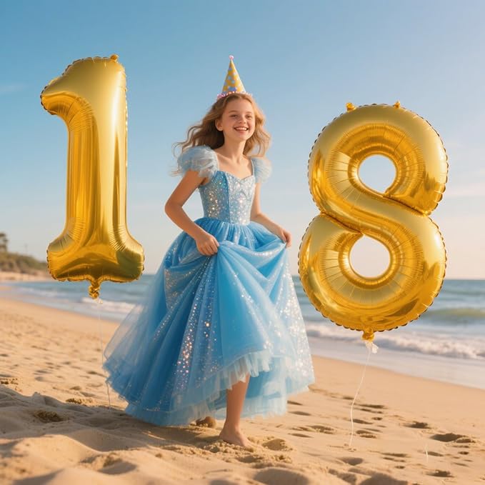 40 Inch Gold Balloon Number 18 Balloon,Jumbo Mylar Foil Helium Balloon for 18 Birthday Digital Balloons for Birthday Party,Wedding Anniversary Party Decorations