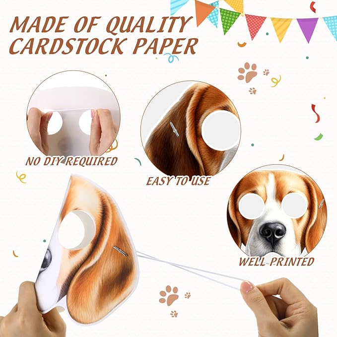 Zhanmai 12 Pcs Dog Party Masks for Kid Funny Soft Animal Masks Puppy Themed Decoration for Pet Costume