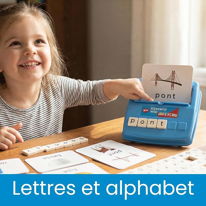 BOHS French Literacy Wiz Fun Game - Lower Case Sight Words - 60 Flash Cards - Preschool Language Learning Educational Toys