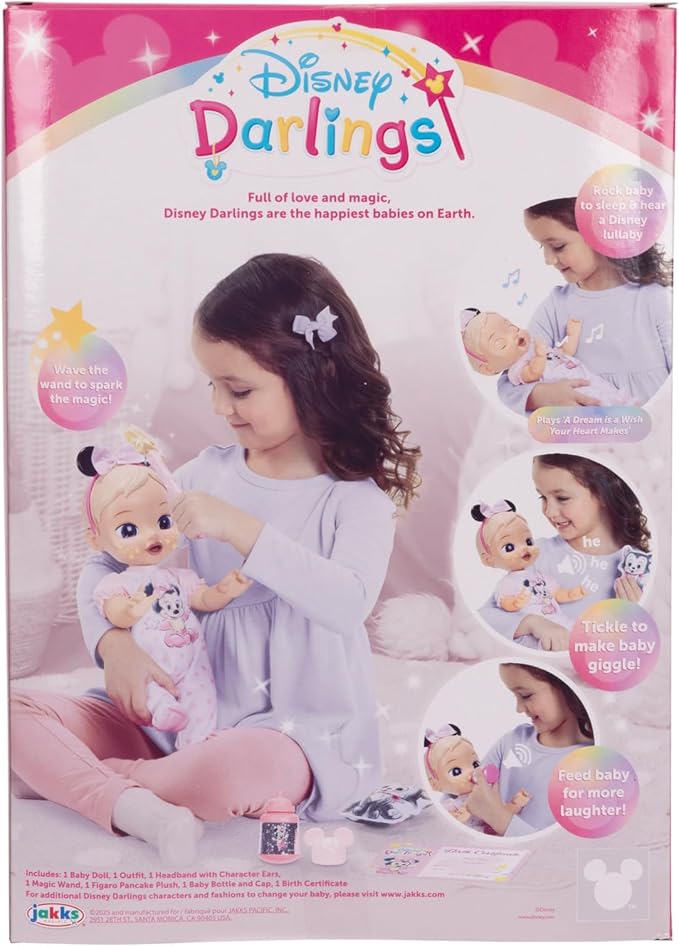 13-Inch Interactive Baby Doll – Magical Lights, Sounds, Music & Wand – Minnie-Inspired Nurturing Doll with Accessories – Multiple Skin Tones, Eye Colors – Ages 2 and Up