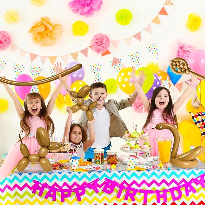 100Pcs 260 Balloons Long Balloons for Balloon Garland Thickening Latex Twisting Balloon, Brown long balloons for tying Animals Modeling Halloween Christmas Party Decorations. (Card base color)