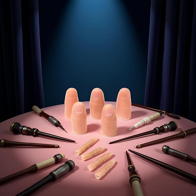 5pcs/Set Magic Trick Fingers Fake Thumb Tips,Close Up Stage Show Prop Prank,True to Life Fake Thumb Truth Magic Kits and Accessories,Magic Kits and Accessories,Novelty and Gag Toys