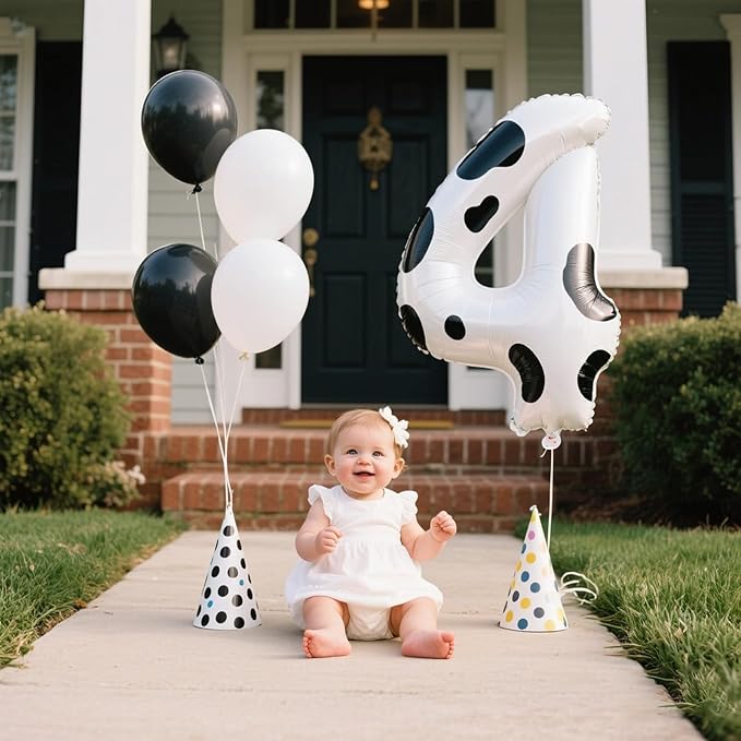 40 Inch Large 4 Balloon Numbers Cow Print Big Foil Number Balloons Giant Helium Happy 14th 24th Birthday Party Decorations for Man and Women, Huge Mylar Anniversary Party Supplies
