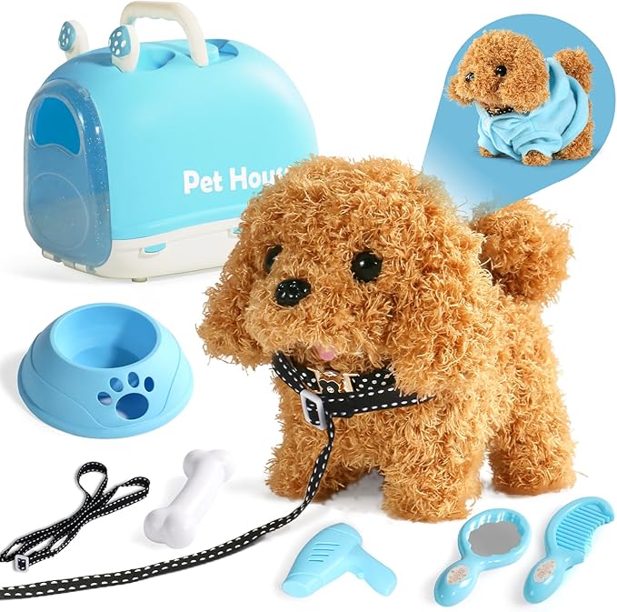 TONZE Dog Toys for Girls Kids Toys for 3 4 5 6 7 8 Year Old Girls Boys Birthday Gift, Realistic Robot Puppy Toy for Kids 3 4 5 6 Year Old, Walking Pet Toy Perritos de Juguetes para Niñas 3 4 5 6 Años