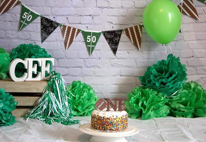 CC HOME Rugby Banner String Flags Decoration Ball Sports Theme Birthday Party Pennant Banner for Shower Party Decorations