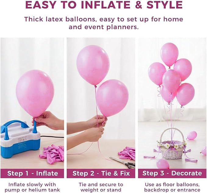 LovesTown 110PCS Pink Balloons, Pink Latex Balloon for Girls Women Valentine's Birthday Baby Shower Graduation Engagement Anniversary Wedding Princess Theme Party Supplies Decoration,12 Inches