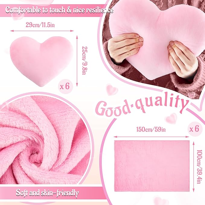 36 Pcs Sleepover Party Supplies for Girl Spa Slumber Birthday Favors Throw Blanket Pillow Eye Mask Headband Scrunchies (Solid Color,Pink)