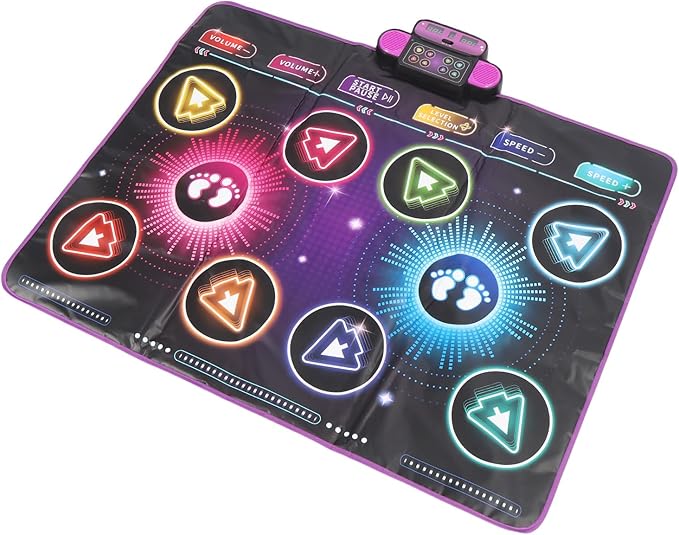 CHICIRIS Electronic Dance Mat for Kids, Built in Music Interactive Dance Game Pad with Dual Player Mode for Home Use, Polyester Fiber Material