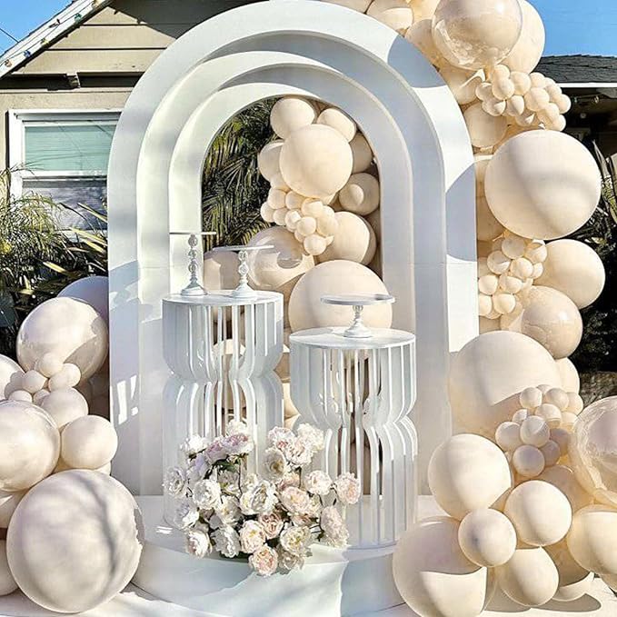 134Pcs Sand White Balloons Different Sizes 5 10 12 18 Inch sand white Latex Balloon for Birthday Wedding Baby Shower.