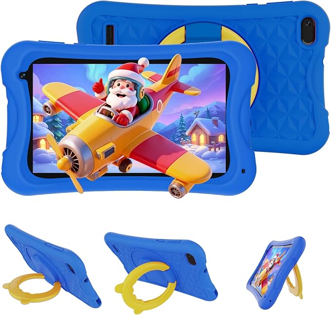 DigiLand 7 inch Kids Tablet, Quad-core CPU, 4GB+32GB+TF Expand,Dual Camera 2MP+5MP,Safety Eye Protection,Education,Tablet for Toddle with WiFi,Games,Parental Control APP,with Proof Case(Blue)