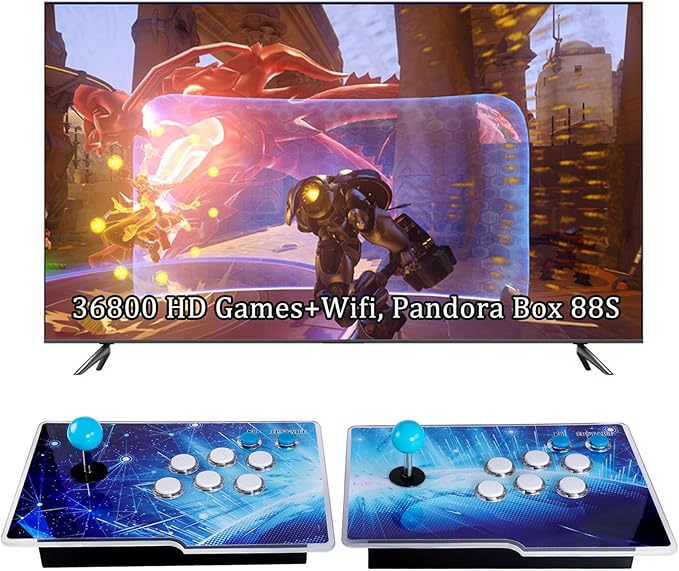 36800 Games 3D Pandora Box 88S Pro Arcade Game Console,WiFi Function Video Game Machine,1280x720 HD Output,Search/Save/Hide/Pause Games,Support 4 Players,Splited Joysticks