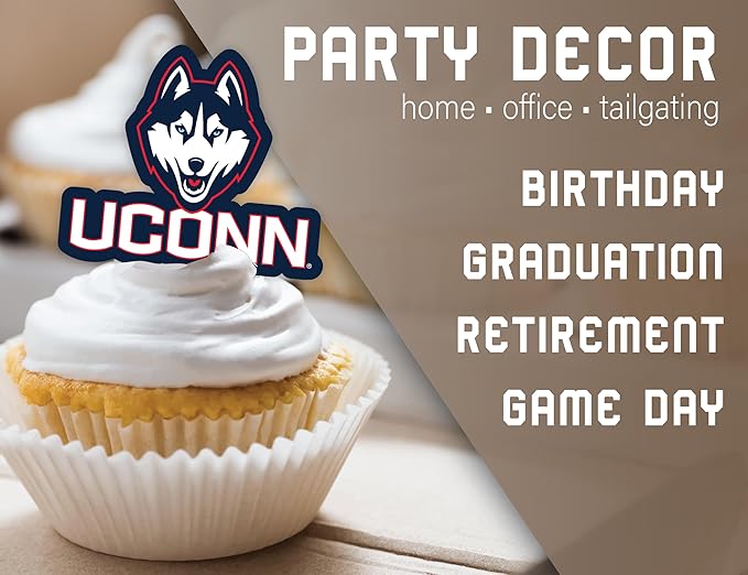 UConn Cupcake Topper Party Supplies for University of Connecticut Football, Birthday, Graduation Party Decorations (24 Pieces) (UCONN Huskies)