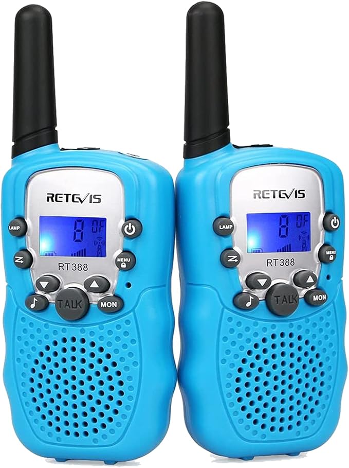Retevis RT388 Walkie Talkies for Kids, Toys for 6 7 8 9 12 Year Old Boys, 22 CH 2 Way Radio Backlit LCD Flashlight, Blue Walkie Talkies for Boys Gifts Easter Basket Stuffers(Blue, 2 Pack)