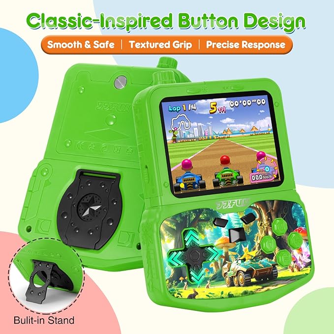 Retro Handheld Game Console for Kids, Built-in 220 Classic Games, 3.5'' IPS HD Screen, Portable Video Game Player with Rechargeable Battery, Perfect Travel Gift Toy for Boys Girls Ages 3-12 (Green)