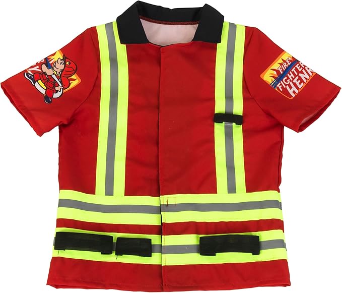 Klein: PRO Firefighter Costume - Red & Yellow - 5pc Set, Dress Up Outfit & Toy Accessories, Megaphone-Crowbar-Badge-Helmet, Pretend Play, Kids Ages 3+