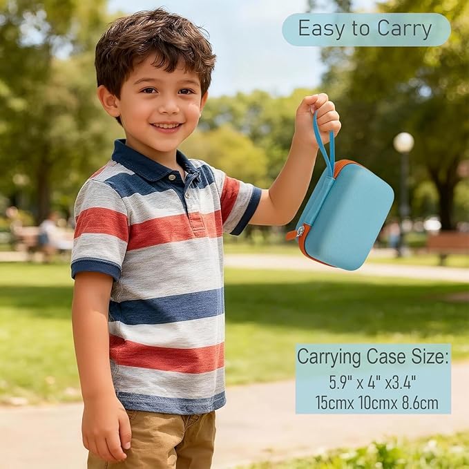 Hard Carrying Case and Silicone Cover for Yoto Mini, Protective Travel Carrier for Kids and Adventure Jacket with Card Pouch 3 in 1 Accessories Set for Yoto Mini Player, Sky Blue