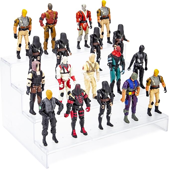 6 inch Acrylic Riser Display Shelf,Clear Action Figures Stands With PEG,4 Tier Toy Collectibles Organizer Compatible with 1/12 Scale Action Figure Toy (Fit For 3.75 inch Vintage SW/GI JOE-Clear)