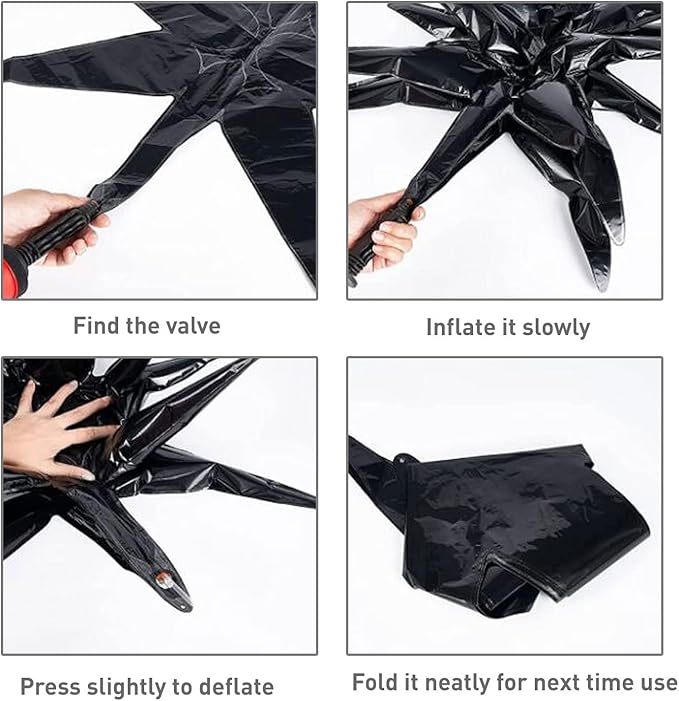 6 Pcs Black Star Foil Balloons One-Piece 14-Pointed Star Balloon 4D Starburst Cone Mylar Balloon 22inch Christmas Birthday Wedding Wedding Anniversary Party Supplies(Black)