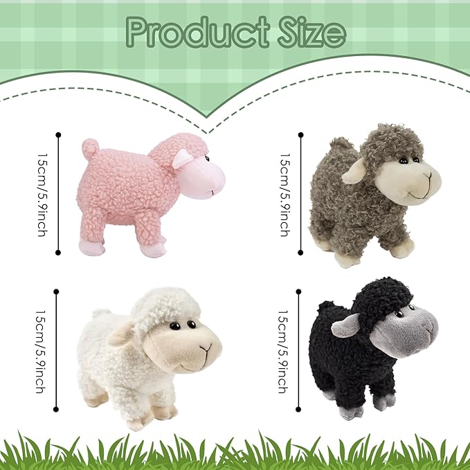 Tiny Heart Sheep Stuffed Animal, Sheep Plush Toy, Lamb Stuffed Animal Cute Soft Stuffed Lamb Kids Boys and Girls Birthday Home Decor Cuddly Pink Lamb Toys (Standing)