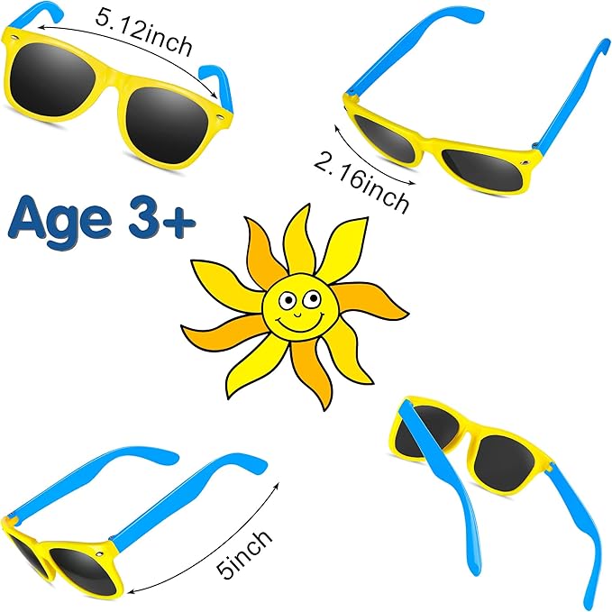 GINMIC Kids Sunglasses Bulk, 24Pack Valentines Neon Sunglasses for Kids,Boys and Girls, Great Gift for Birthday Party Supplies, Beach, Pool Party Favors, Fun Gift, Goody Bag Favors