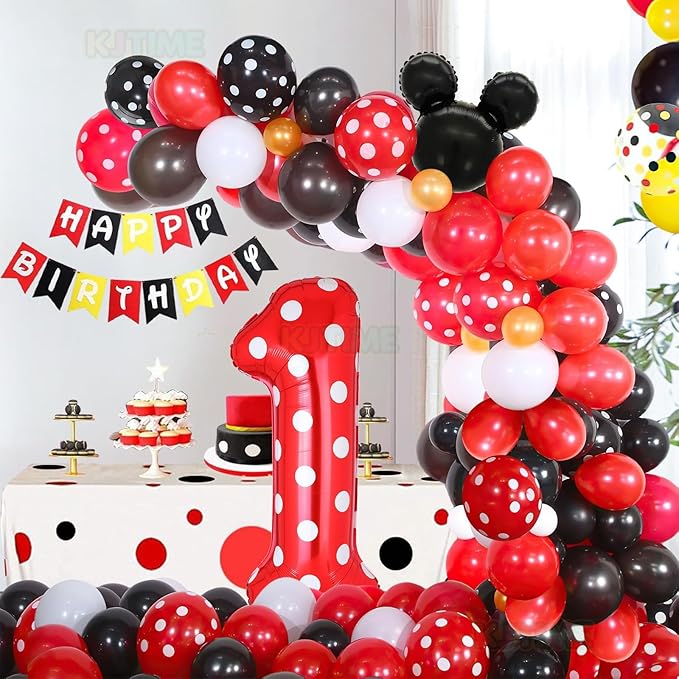 40 Inch Number 1 Foil Balloon Red Polka Dot for 1st Birthday Kids Balloons Party Supplies Decorations