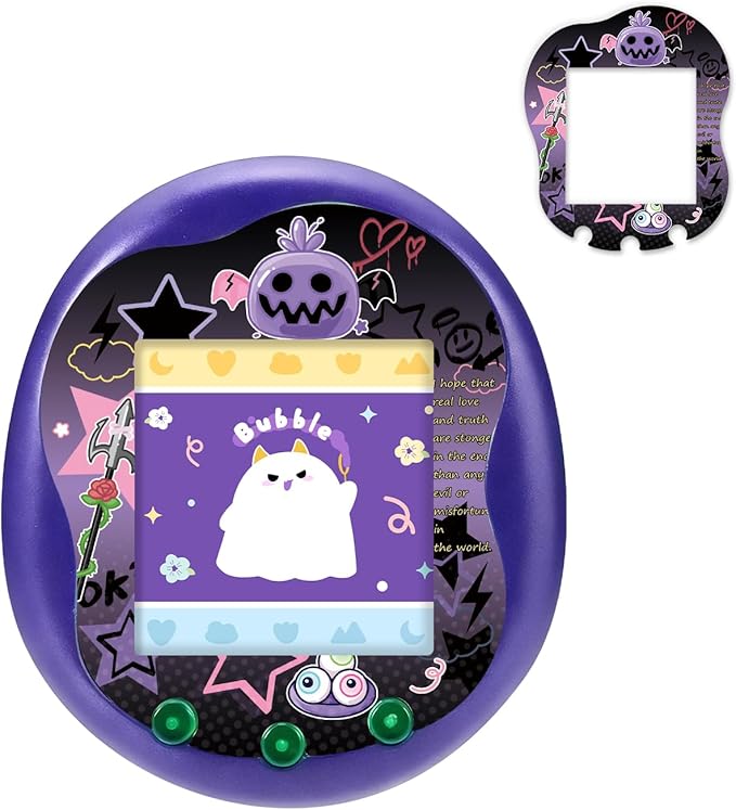 Holographic Laser Faceplate Sticker for Tamagotchi Uni, Self-Adhesive DIY Face Plate Decal, Shimmering Protective Skin for Virtual Pet - (for uni-Devil Black)