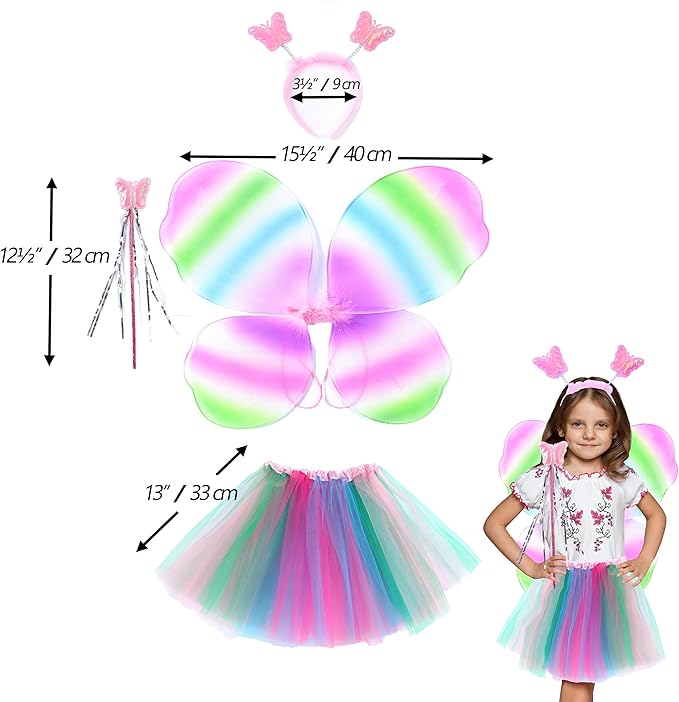 Seawhisper Princess Girls Dress Up Trunk Clothes for Kids Toddler Pretend Play Ladybug Bee Butterfly Costume Accessories