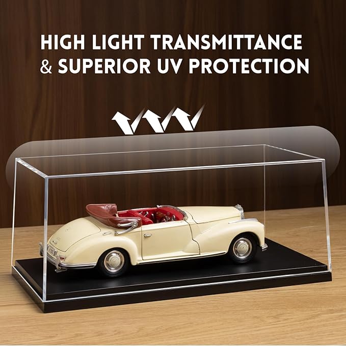 1:18 No Assembly Diecast Display Case with Plastic Base - Acrylic Model Car Display Boxes - Dustproof Showcase for Collectibles Memorabilia (2, 1:18)